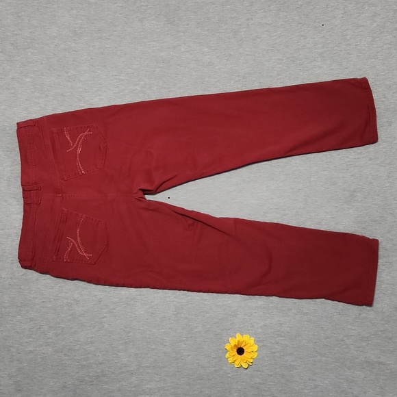 Y2K Gloria Vanderbilt Red Bedazzled Mid Rise Straight Leg Jeans - Picture 4 of 12